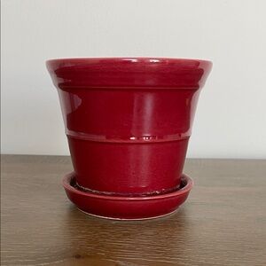 Glossy Ruby Red Ceramic Planter